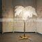 Large Modern Copper White/Green/Black/Pink/Blue Luxury Standing Feather Lamp Ostrich Feather Floor Lamp Lighting For Home