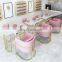 Fashion Light Luxury Modern Simple Metal Salon Furniture Marble Art Nail Table Set Double Seat Manicure Table