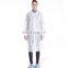 SMS Polypropylene Disposable White Lab Coat with Knit Collar and Cuff