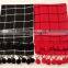 New Design Checked Plaid Acrylic Ball Fashion Ladies Winter Scarf