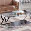 Living room RB-1506 Modern black stoving varnish rectangular tempered glass coffee table with stainless steel tea table
