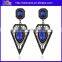 China Jewelry Long Sapphire Bohemian Crystal Chandelier Western Style Earrings