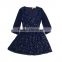 OEM service china dress manufacturer New style rhinestone dark blue long sleeve casual muslim sequin blue dress