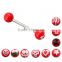 TR01027 tongue barbell red colored tongue piercing jewelry