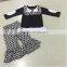 2016 spring capri sleeve pink floral top and ruffle pant girls outfits cute baby girls newly factory made children clothing