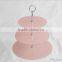 Colored 3 tier metal handle Glass Cake Stand