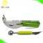 Green handle stainless steel watermelon slicer with melon baller fruit carving knife