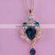 Blue Magnifying Glass Teardrop Pendant Necklace Dz-0027