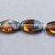 Bead silver-plated glass brown 19x10mm flat oval
