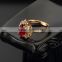 Women's 18k gold plated brass engagament ring , Big red ruby oval cz ring