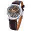 Shenhua Mens Skeleton Leather Band Automatic Analog Mechanical Watch