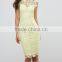 New Sleeveless High Neck Evening Party Dresses Fashion Knee Length Pencil Women Bodycon Lace Mesh Bandage Dress