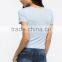 OEM service women cheap ribbed knit plain slim fit t shirt
