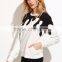 2017 Fashion Womem Print Sweatshirt White Contrast Ink Drop Cotton Blends Custom Private Logo Printed Sweatshirt Manufacturer