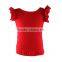 2016 Factory Direct Wholesale Summer Ruffle Solid Cap Sleeve Fashion Cotton Toddler Girls Shirts