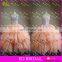 Factory Custom Made Beaded Crystal Bodice Ball Gown Tulle Peach Quinceanera Dresses