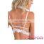 transparent tight White Strappy Choker Lace bra panty set lingeries