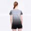 Women's Short Sleeve Gradient Color Gym Sport T Shirt Ombre Yoga Tops