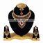 Indian Designer Gold Plated Bollywood Pary wear Jewelry Necklace Set Dark Red Color