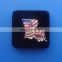 Promotional imitation hard enameled American flag with yellow ribbon logo design metal badge brooch