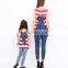 Family Outfits Summer Mom And Me Matching American Flag Print Sleeveless Vest T Shirt Tops (this link for girls,1-12years)