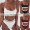 Free charge for logo and tag 2019 sexy high waist bikini split swimsuit ladies sequin solid color