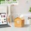 House Shaped Tissue Box Cover Square, Bamboo Farmhouse Tissue Box Holder for Bathroom/Bedroom/Dinner Table/Office