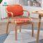 China Manufacture Wholesale Double-Sided Carved Armrest High Back Safe Use Anti-Slip Legs Wooden Chairs With Fabric soft cushion
