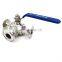 clamp stainless steel sanitary three way one piece  ball valve