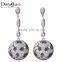 Round Shaped Black White Contrast CZ Stones Dropship Deluxe Hanging Party Earrings