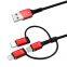 Fast Charger Adapter Cord 3-in-1 Multi USB Charging Cable Type-C Micro USB for Lightning Ports Compatible Cables