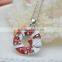 Zinc alloy enamel Christmas flower Circle hamsa necklace