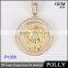 Custom silver copper micro pave hip hop jewelry coin crown shape pendant neacklace