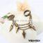 Europe and the United States punk wind texture rivet tassel double loop ring