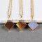 Fashion aquare semi precious stone druzy agate connector pendant necklace gold jewelry