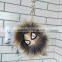 Elegant monster face raccoon fur pom poms keychain for bag charm key chain