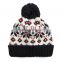 ladies jacquard beanie hat knitting pattern with pom pom