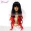 OEM high quality cheap fashionable long red natural curly wig