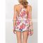 Summer women latest fashion sweet floral print scoop neckline woven top- SYK15262