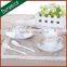 14PCS round ceramic flower edge white tableware set wholesale
