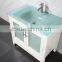 Floor standing solid wood bathroom vanity with glass wash sink