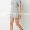 Women's Short Sleeve Double Pocket Tie Solid Grey Casual Jumpsuits