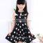 New arrival girls cotton polka dots princess dress turtleneck sleeveless girls dress