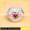 Jingli Jewelry Heart Shaped Silver Ring With Ruby (YJ-809)