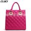 vertical solid leather ladies hand bag tote bags with long strap for laptop