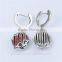 Wholesale Sterling Silver Earring Hooks Red Zircon Earring Trendy Earrings