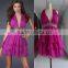 Real Picture Halter Deep V Neck Beaded Designs Mini Custom Make Short Evening Party Dress RD019 backless dress short