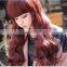 Wholesale synthetic wigs natural curly hair wig claret-red wigs
