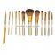 Professional naked 3 brush wooden handle cosmetic brush set