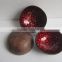 Coconut bowl Vietnam, red color, seashell inlaid, cheap price